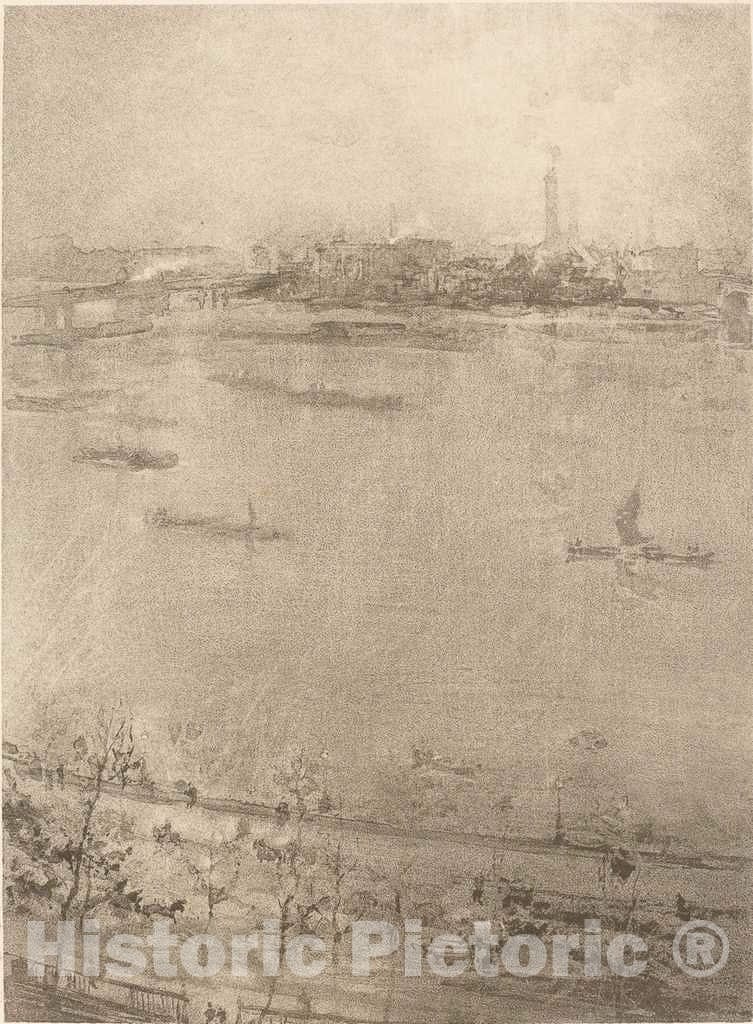 Art Print : James McNeill Whistler, The Thames, 1896 - Vintage Wall Art