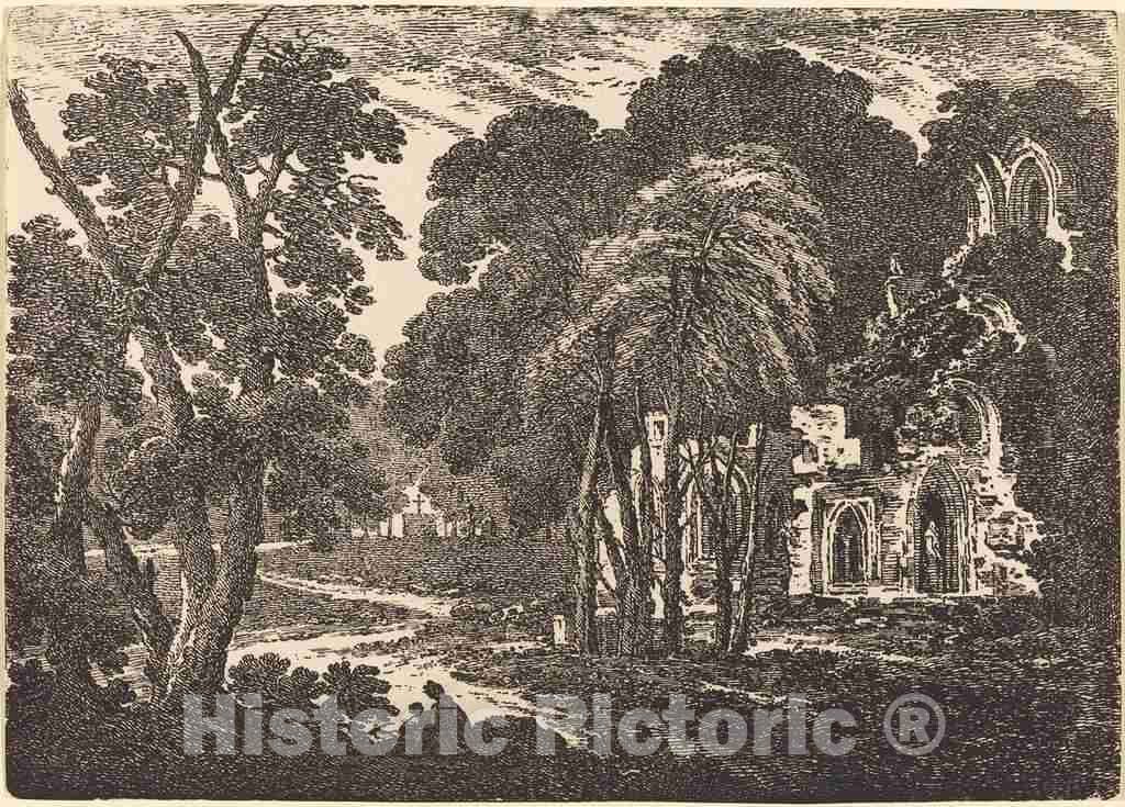 Art Print : Richard Cooper II, Ruined Abbey Among Trees, 1802 - Vintage Wall Art
