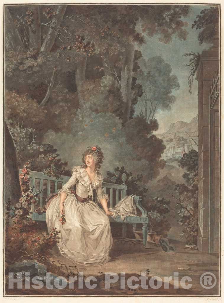 Art Print : Janinet After Hoin, Nina, ou La Folle par Amour (Nina, or The Woman Maddened by Love), 1787 - Vintage Wall Art
