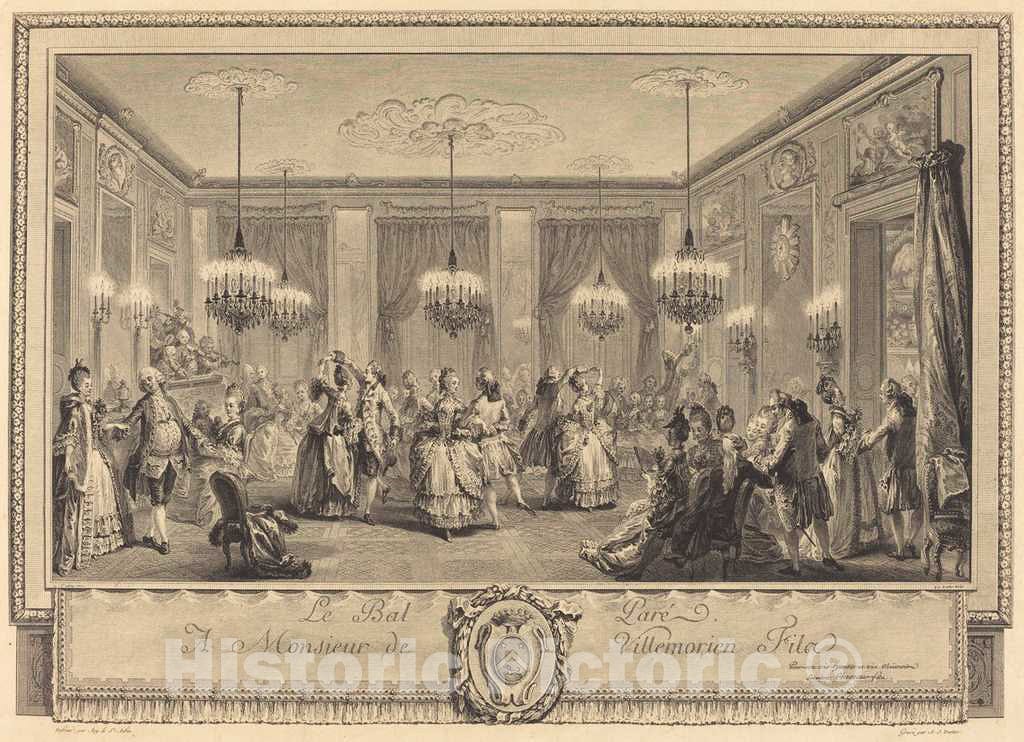 Art Print : Duclos After Saint-Aubin, Le bal pare, 1774 - Vintage Wall Art