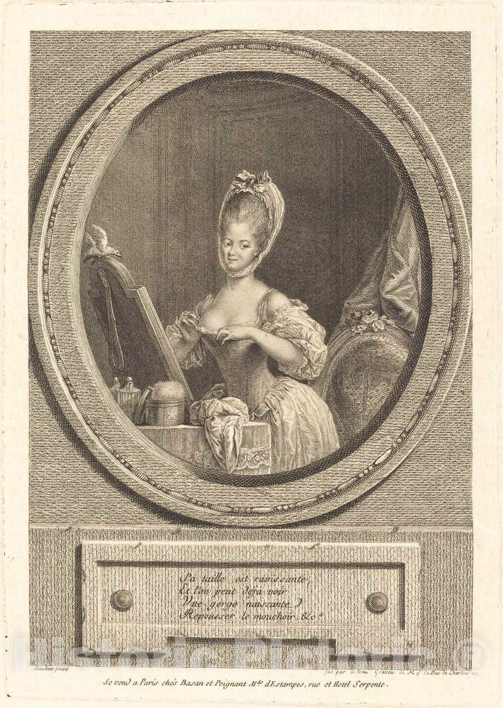 Art Print : Le Beau After Baudouin, Sa Taille est ravissante, 1776 - Vintage Wall Art