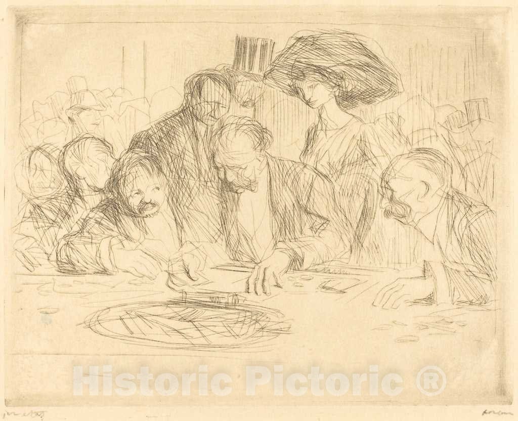 Art Print : Louis Forain, at The Gambling Table (Second Plate), 1909 - Vintage Wall Art