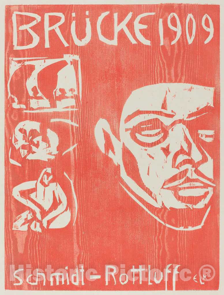 Art Print : Ernst Ludwig Kirchner, Cover of The Fourth Yearbook of The Artist Group The Brucke, 1909 - Vintage Wall Art