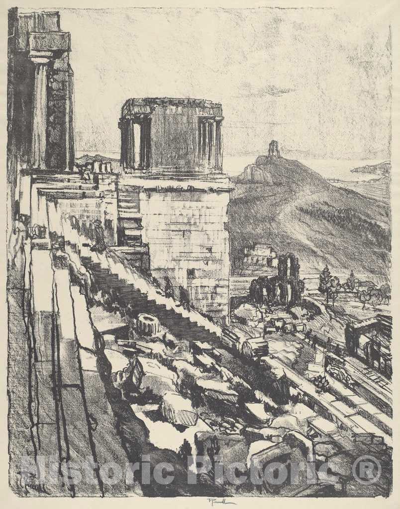 Art Print : Joseph Pennell, The Temple of Nike, Athens, 1913 - Vintage Wall Art