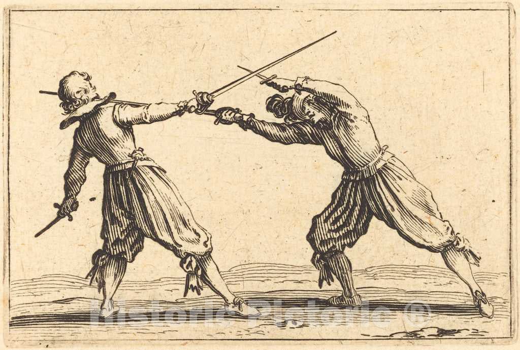 Art Print : Jacques Callot, Duel with Swords and Daggers, c. 1622 - Vintage Wall Art