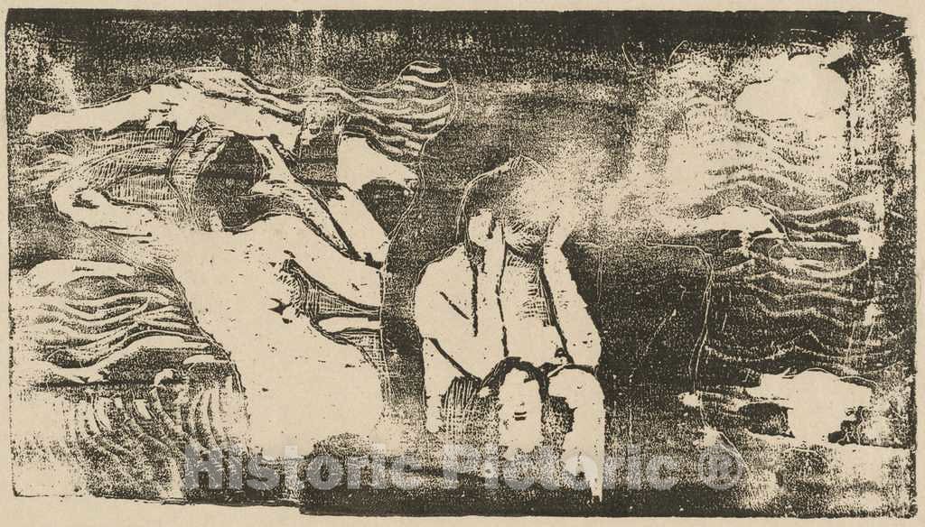 Art Print : Paul Gauguin, at The Black Rocks (Aux roches Noires), in or After 1895 - Vintage Wall Art