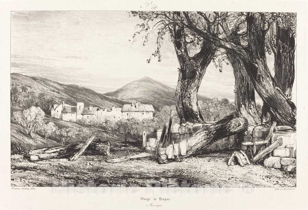 Art Print : EugÃ¨ne Isabey, Gorge de Royat, Auvergne - Vintage Wall Art