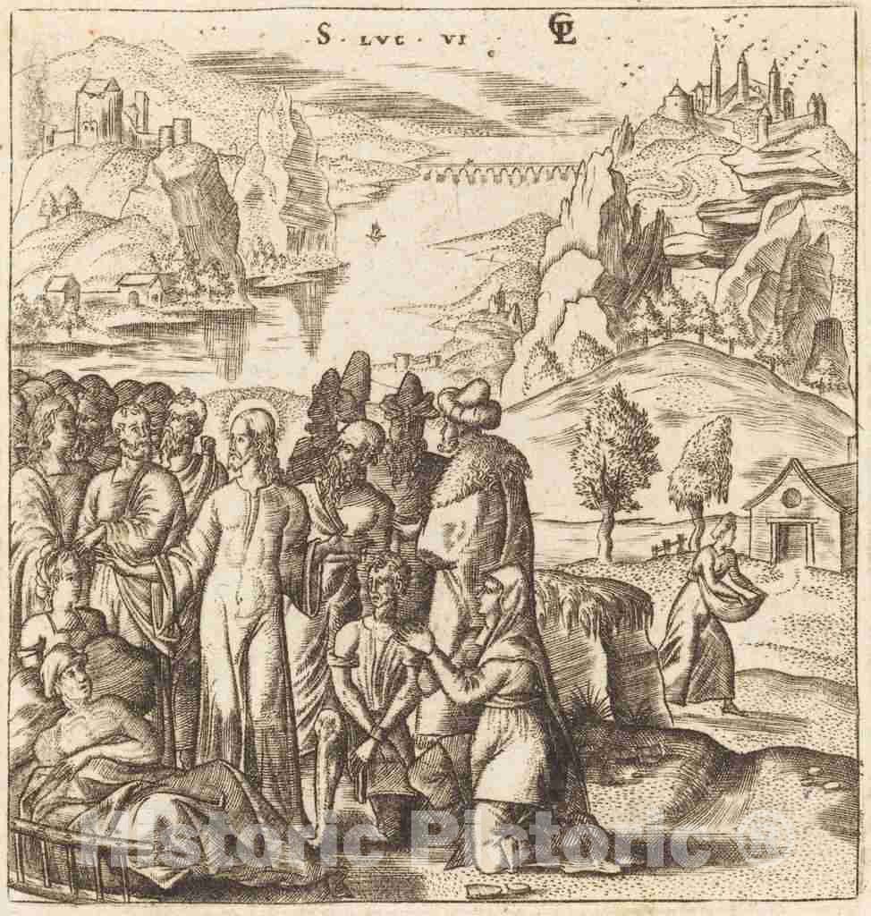Art Print : LÃ©onard Gaultier, Christ Heals The Sick, c.1578 - Vintage Wall Art