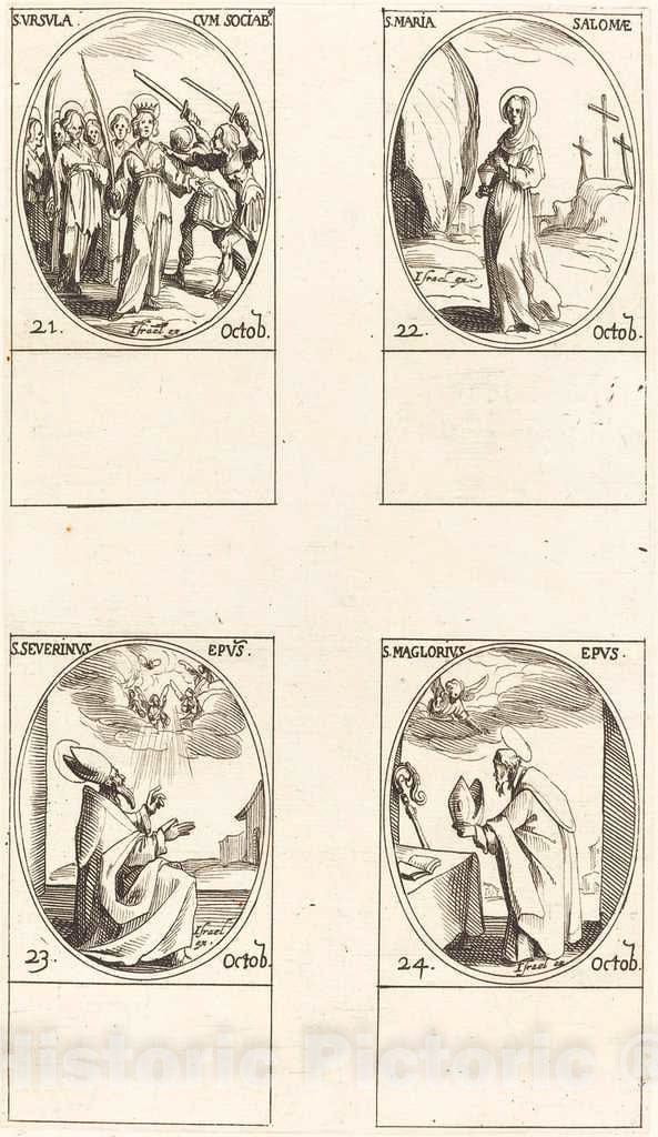 Art Print : Jacques Callot, St. Ursula and Companions; St. Mary Salome; St. Severinus; St. Maglorius - Vintage Wall Art