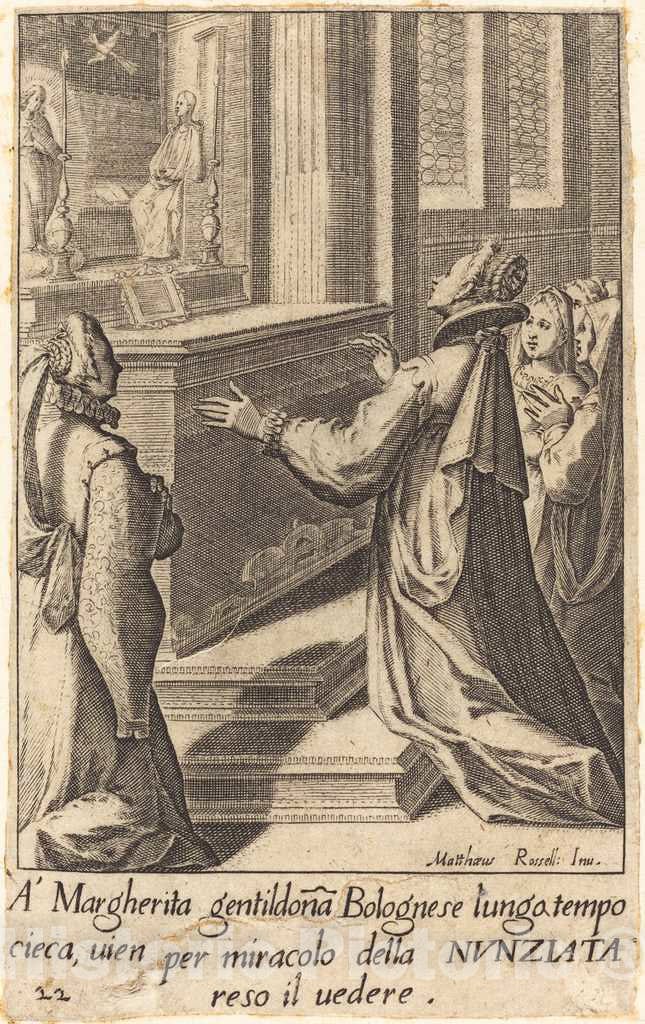 Art Print : Callot After Matteo Rosselli, Margherita, 1619 - Vintage Wall Art
