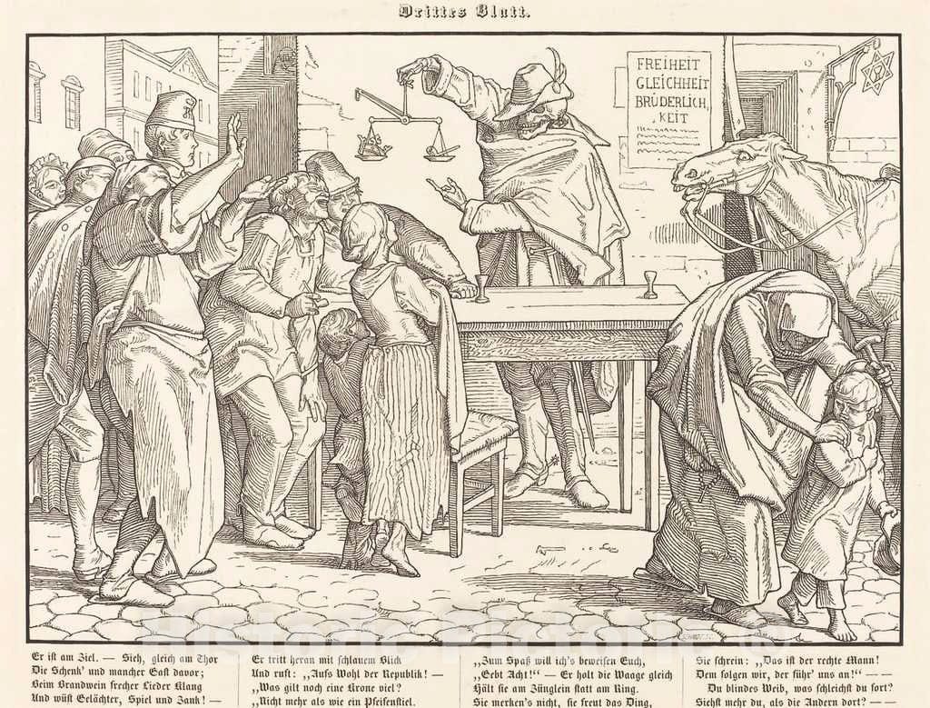 Art Print : Alfred Rethel, Auch EIN Todtentanz III, 1849 - Vintage Wall Art