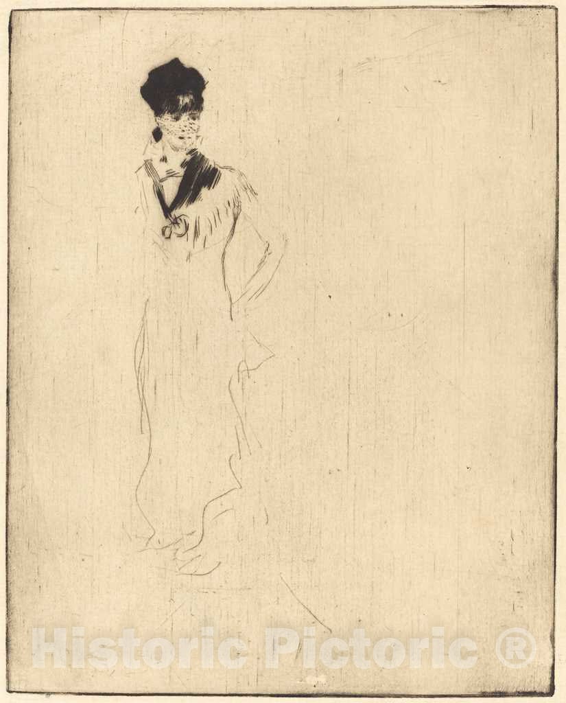 Art Print : Norbert Goeneutte, Sketch of a Young Lady in Violet (Esquisse de Jeune Femme a la Violette) - Vintage Wall Art