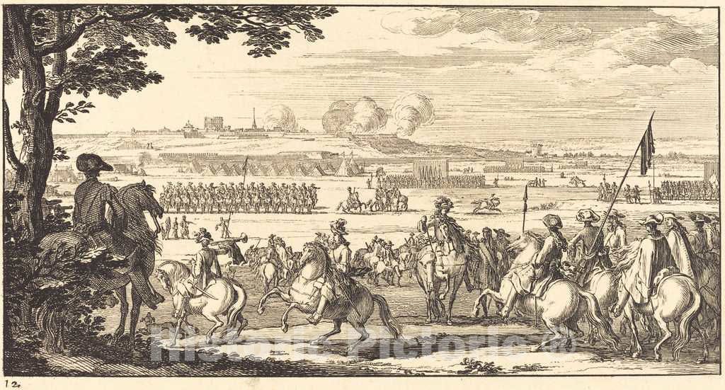 Art Print : SÃ©bastien Le Clerc I, Landscape with an Army, 1673 - Vintage Wall Art