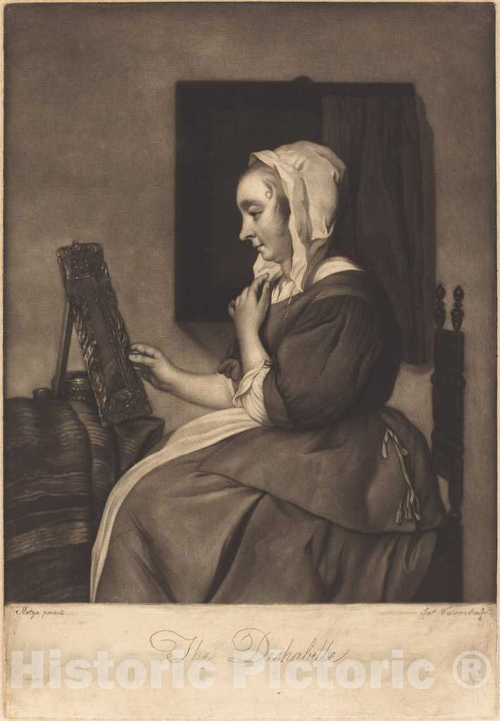 Art Print : Watson After Gabriel Metsu, The Deshabille, 1776 - Vintage Wall Art