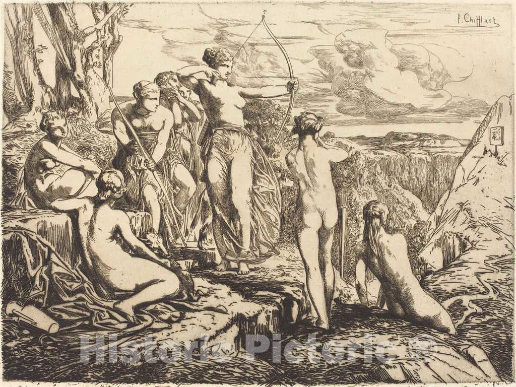 Art Print : FranÃ§ois-Nicolas Chifflart, Diana and Her Nymphs, 1865 - Vintage Wall Art