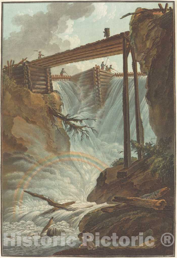 Art Print : Descourtis After Caspar Wolf, Chute de la Tritt Dans la vallÃ©e de Muhlethal, 1776 - Vintage Wall Art