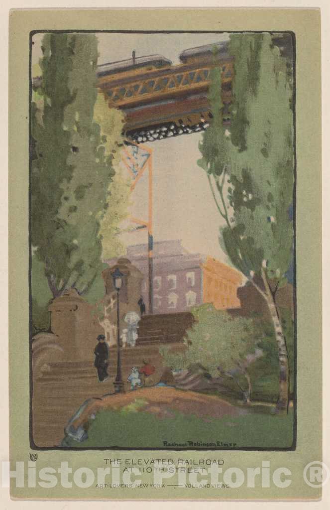 Art Print : Rachael Robinson Elmer, The Elevated Railroad at 110th Street, 1914 - Vintage Wall Art