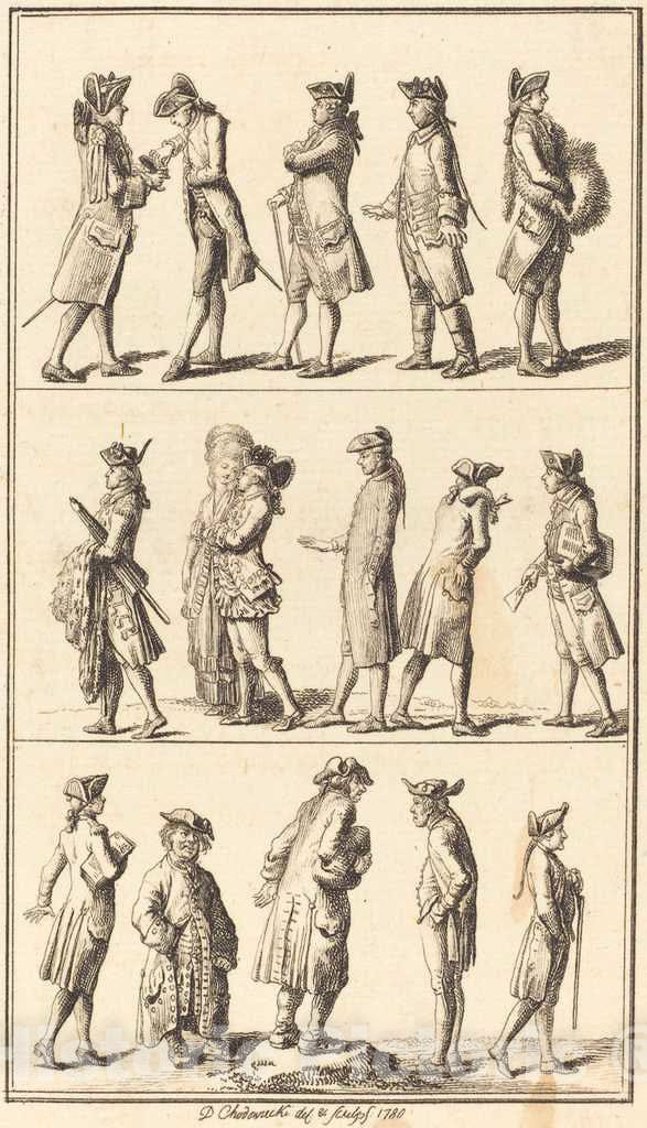 Art Print : Daniel Nikolaus Chodowiecki, Servants, 1780 - Vintage Wall Art