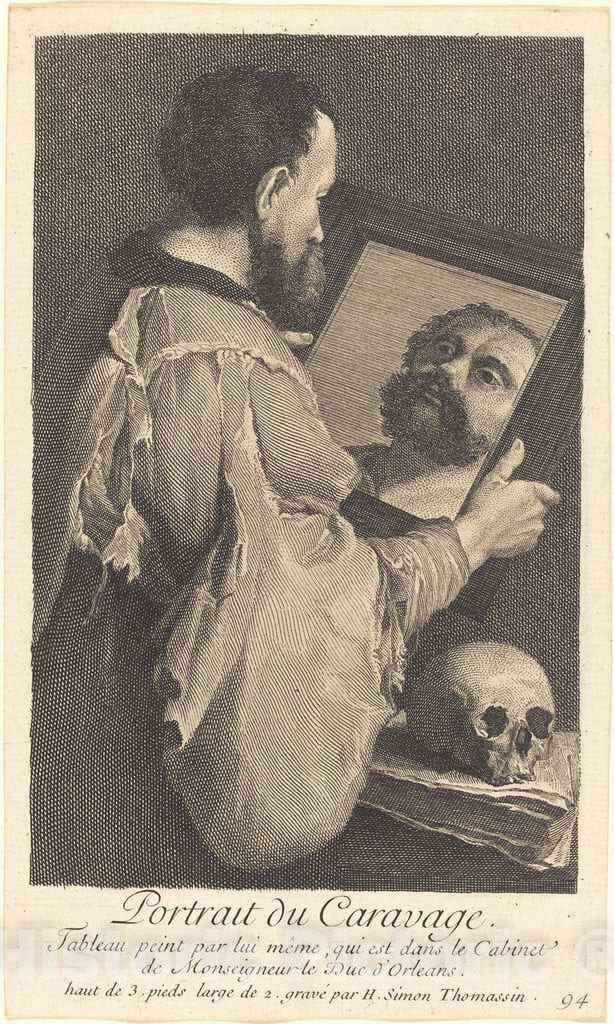 Art Print : Henri Simon Thomassin, Portrait du Caravage (Portrait of Caravaggio) - Vintage Wall Art