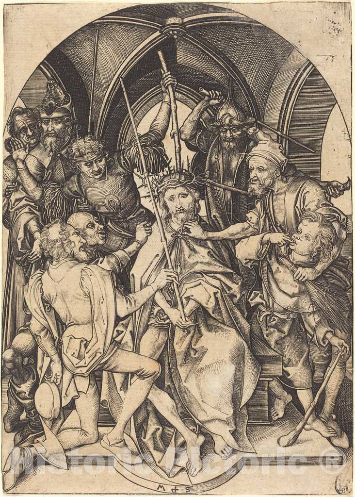 Art Print : Martin Schongauer, Christ Crowned with Thorns, c. 1480 - Vintage Wall Art