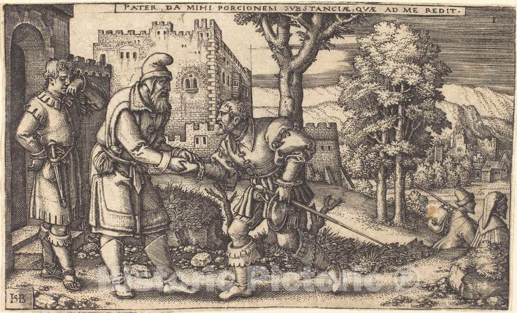 Art Print : Sebald Beham, Departure of The Prodigal Son - Vintage Wall Art