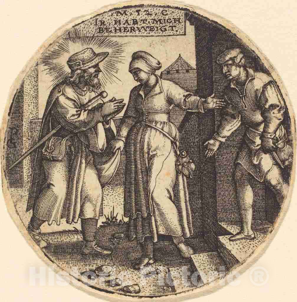 Art Print : Georg Pencz, to House The Pilgrims - Vintage Wall Art