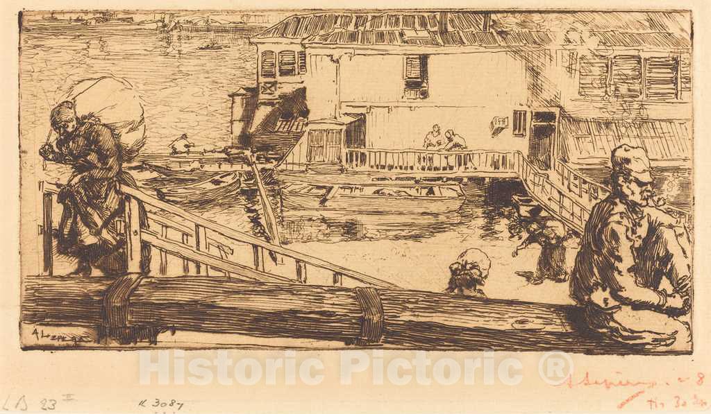 Art Print : Auguste LepÃ¨re, The Wash-House (Le lavoir), 1891 - Vintage Wall Art