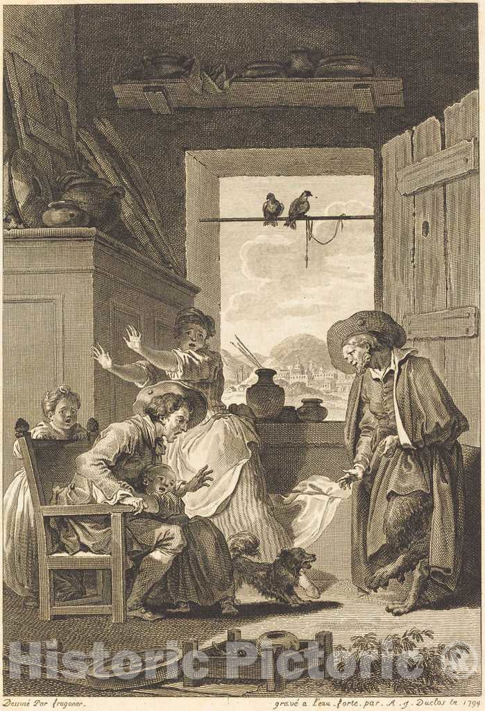 Art Print : Patas and Duclos After Fragonard, Belphegor, 1794 - Vintage Wall Art