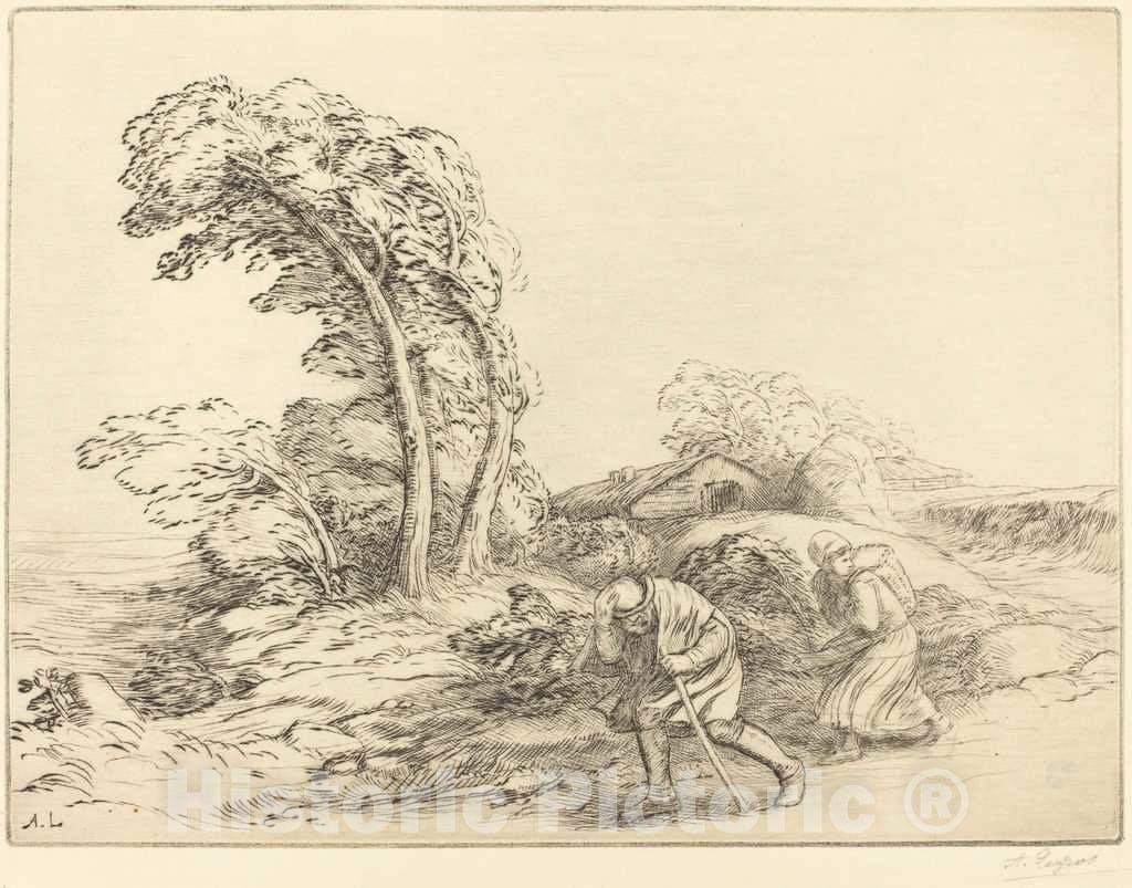 Art Print : Alphonse Legros, Gust of Wind (Un Coup de Vent) - Vintage Wall Art