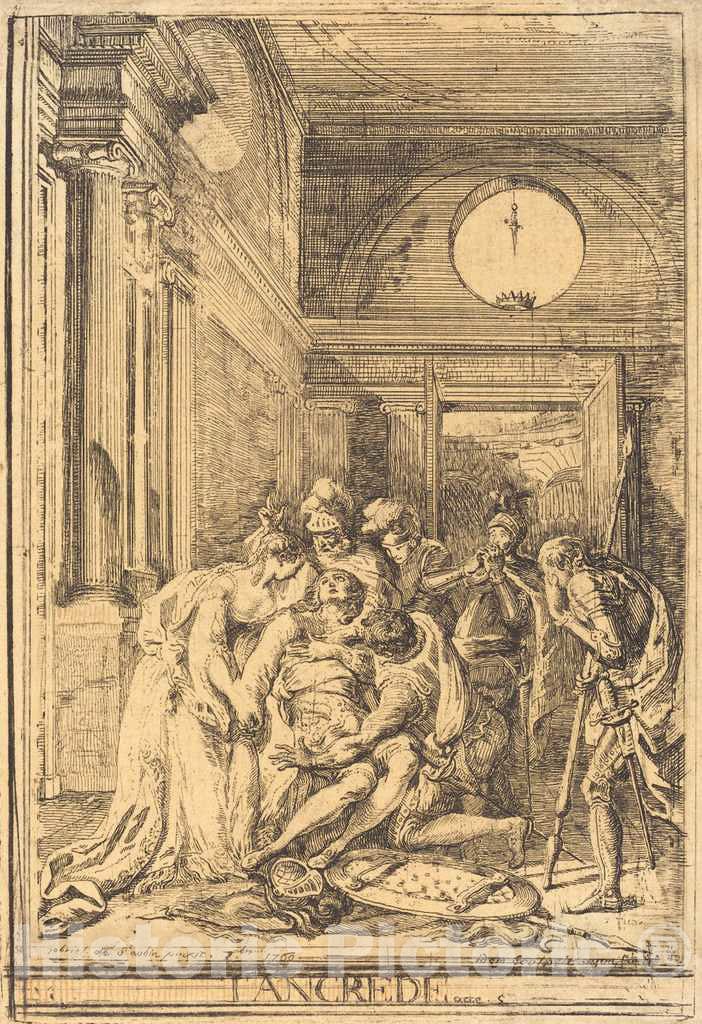 Art Print : Gabriel Jacques de Saint-Aubin, The Death of Tancred, 1760 - Vintage Wall Art