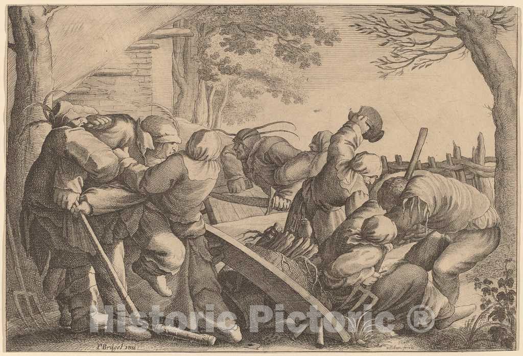 Art Print : Hollar After Bruegel The Elder, Peasant Brawl, 1646 - Vintage Wall Art