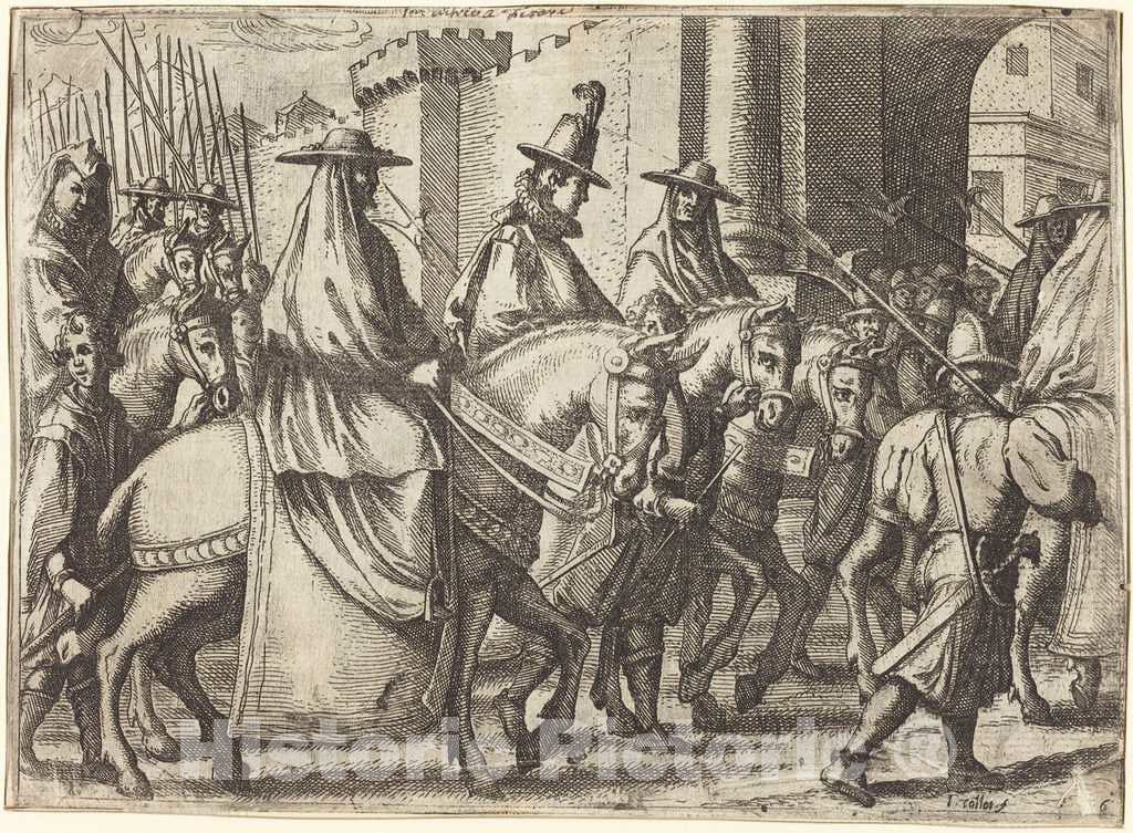 Art Print : Jacques Callot, Entry into Ferrara [Recto], 1612 - Vintage Wall Art