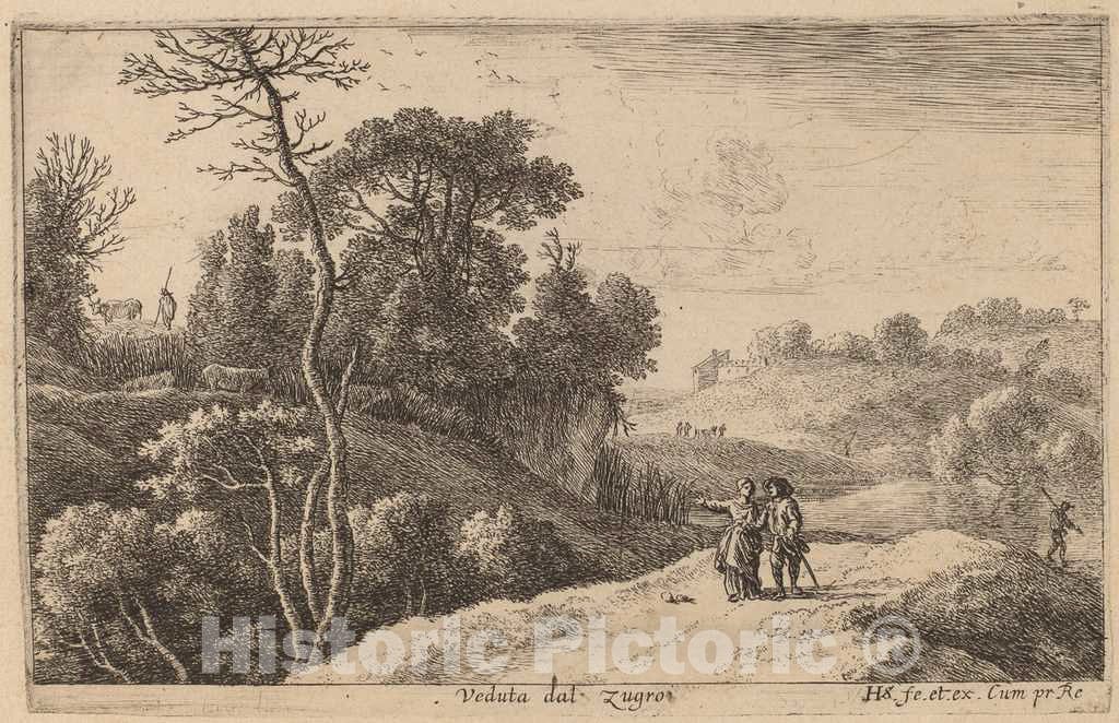 Art Print : Herman Van Swanevelt, First View of Zugro - Vintage Wall Art