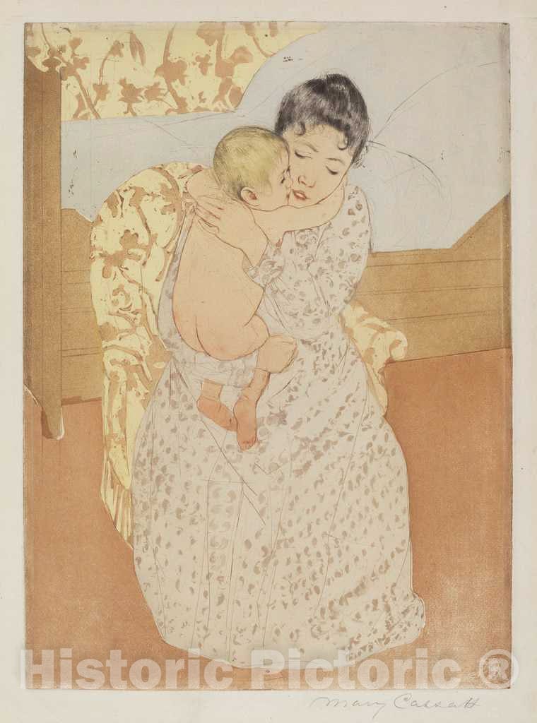 Art Print : Mary Cassatt, Maternal Caress, c. 1891 - Vintage Wall Art