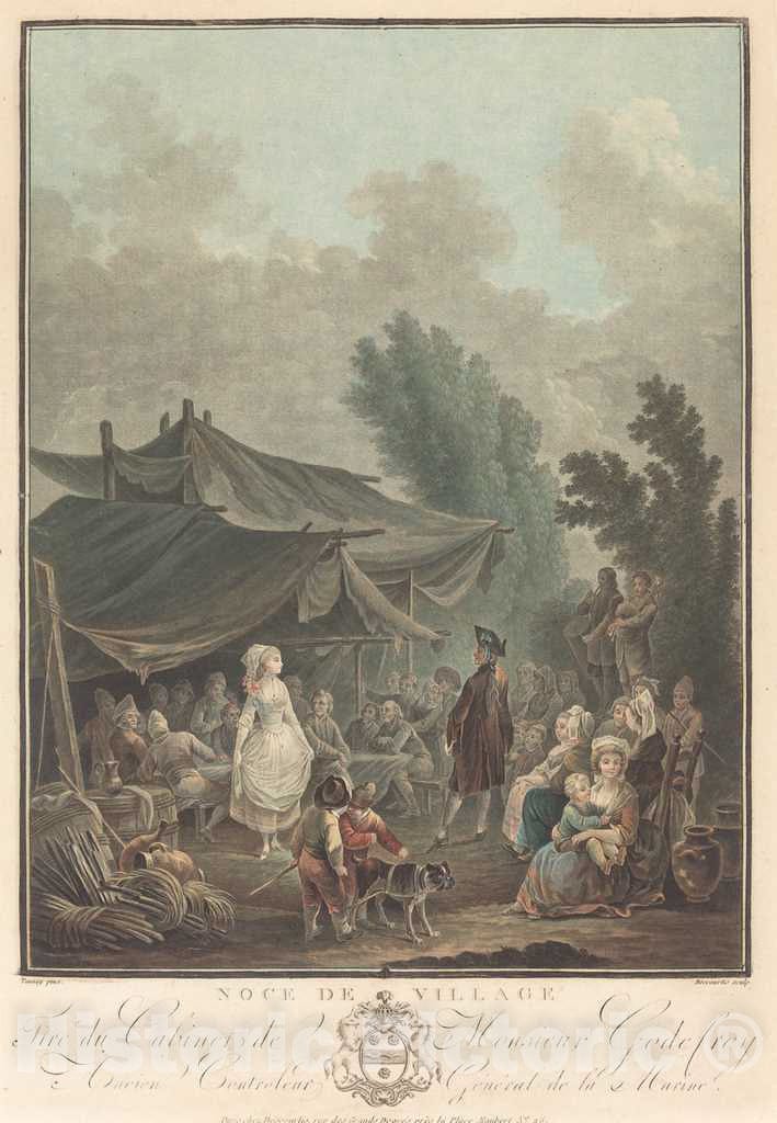 Art Print : Descourtis After Nicolas Taunay, Noce de Village (Village Wedding), 1785 - Vintage Wall Art