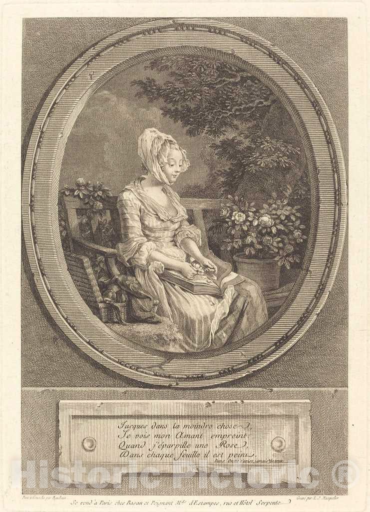 Art Print : Louis-Masquelier After Baudouin, Jusques Dans la moindre Chose, 1774 - Vintage Wall Art