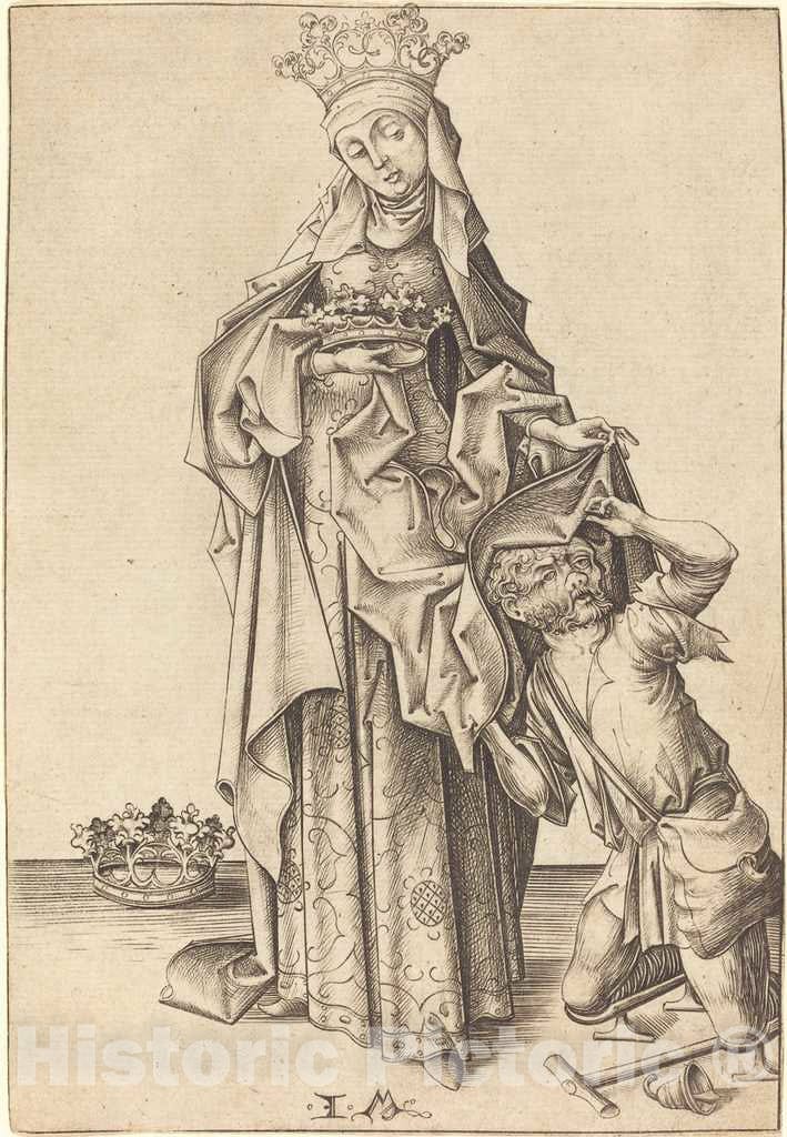 Art Print : Israhel Van Meckenem, Saint Elizabeth of Thuringia, c.1478 - Vintage Wall Art