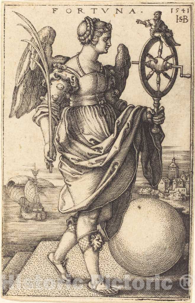 Art Print : Sebald Beham, Fortune, 1541 - Vintage Wall Art