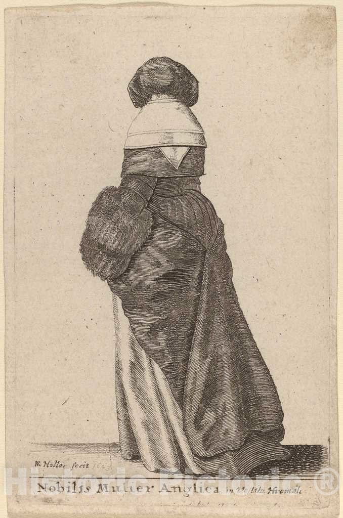 Art Print : Wenceslaus Hollar, Nobilis Mulier Anglica, in Vestitu Hiemali, 1643 - Vintage Wall Art