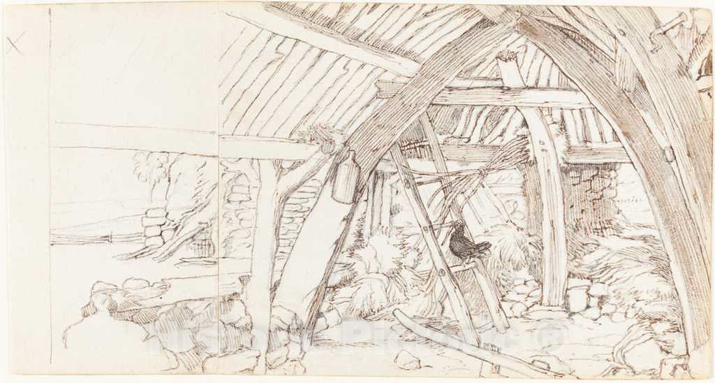 Art Print : Sir Edwin Landseer, The Barn - Vintage Wall Art
