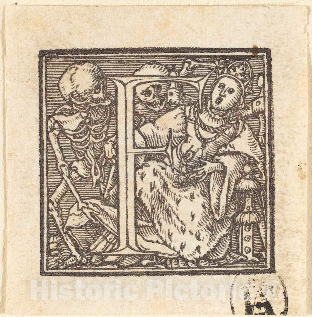 Art Print : Hans Holbein The Younger, Letter F - Vintage Wall Art