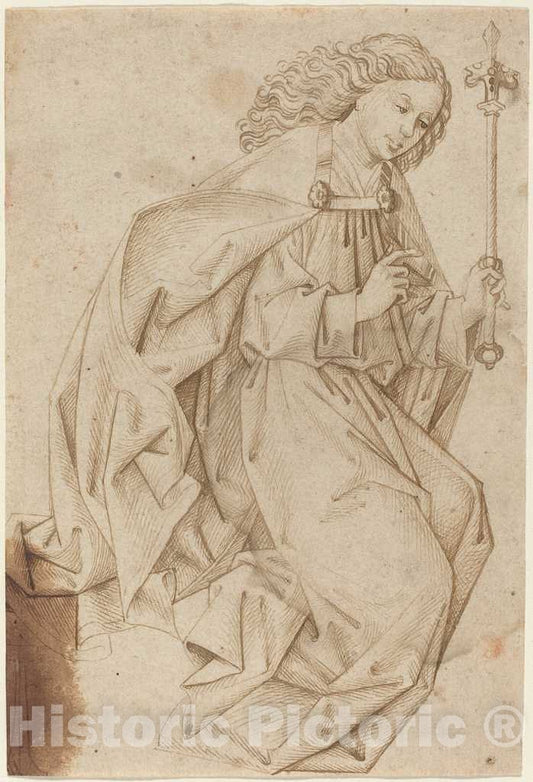 Art Print : Swabian School, The Angel of The Annunciation, 1480s - Vintage Wall Art