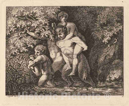Art Print : Salomon Gessner, Satyr Carrying a Nymph on His Back, c.1769 - Vintage Wall Art