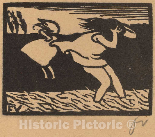 Art Print : FÃ©lix Vallotton, Bathers Caught in a Storm (Les baigneuses Surprises par l'orage), 1893 - Vintage Wall Art