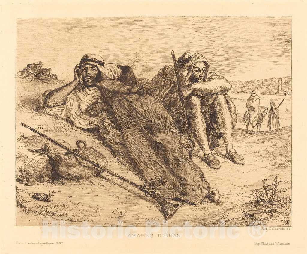 Art Print : EugÃ¨ne Delacroix, Arabes d'Oran, 1833 - Vintage Wall Art