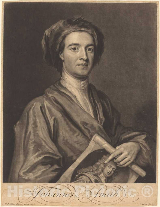 Art Print : Smith After Kneller, John Smith, 1716 - Vintage Wall Art