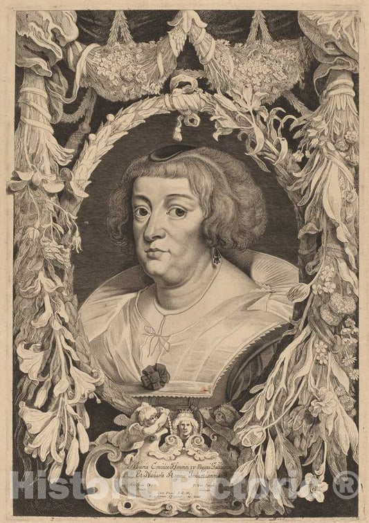 Art Print : Van Sompel and Soutman After Van Dyck, Marie de Medici - Vintage Wall Art