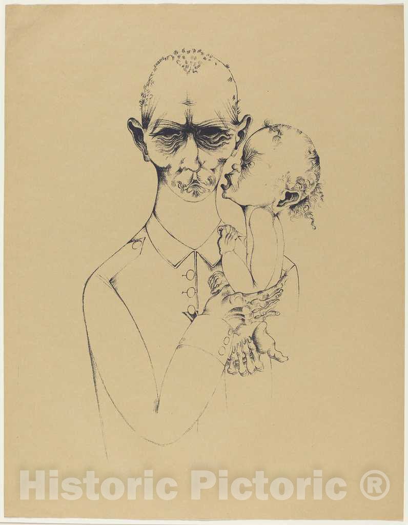 Art Print : Heinrich Hoerle, Der Vater (The Father), 1920 - Vintage Wall Art