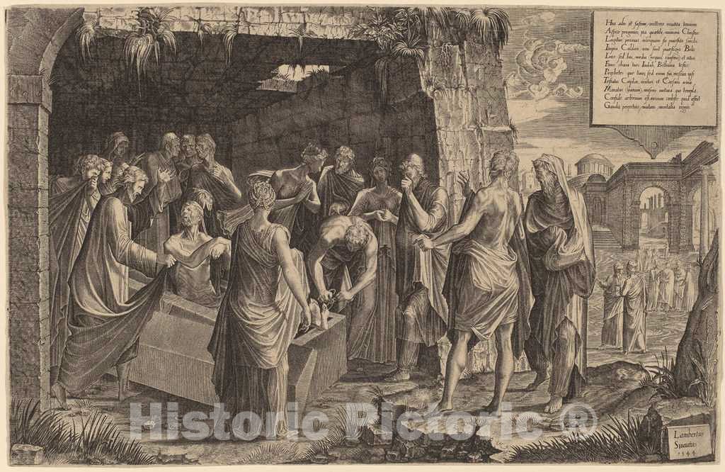 Art Print : Lambert Suavius, The Raising of Lazarus, 1544 - Vintage Wall Art