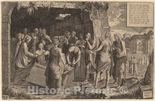 Art Print : Lambert Suavius, The Raising of Lazarus, 1544 - Vintage Wall Art
